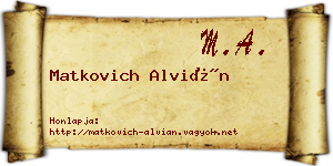 Matkovich Alvián névjegykártya
